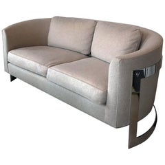 Curved Milo Baughman Style Sofa 