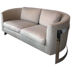 Curved Milo Baughman Style Sofa