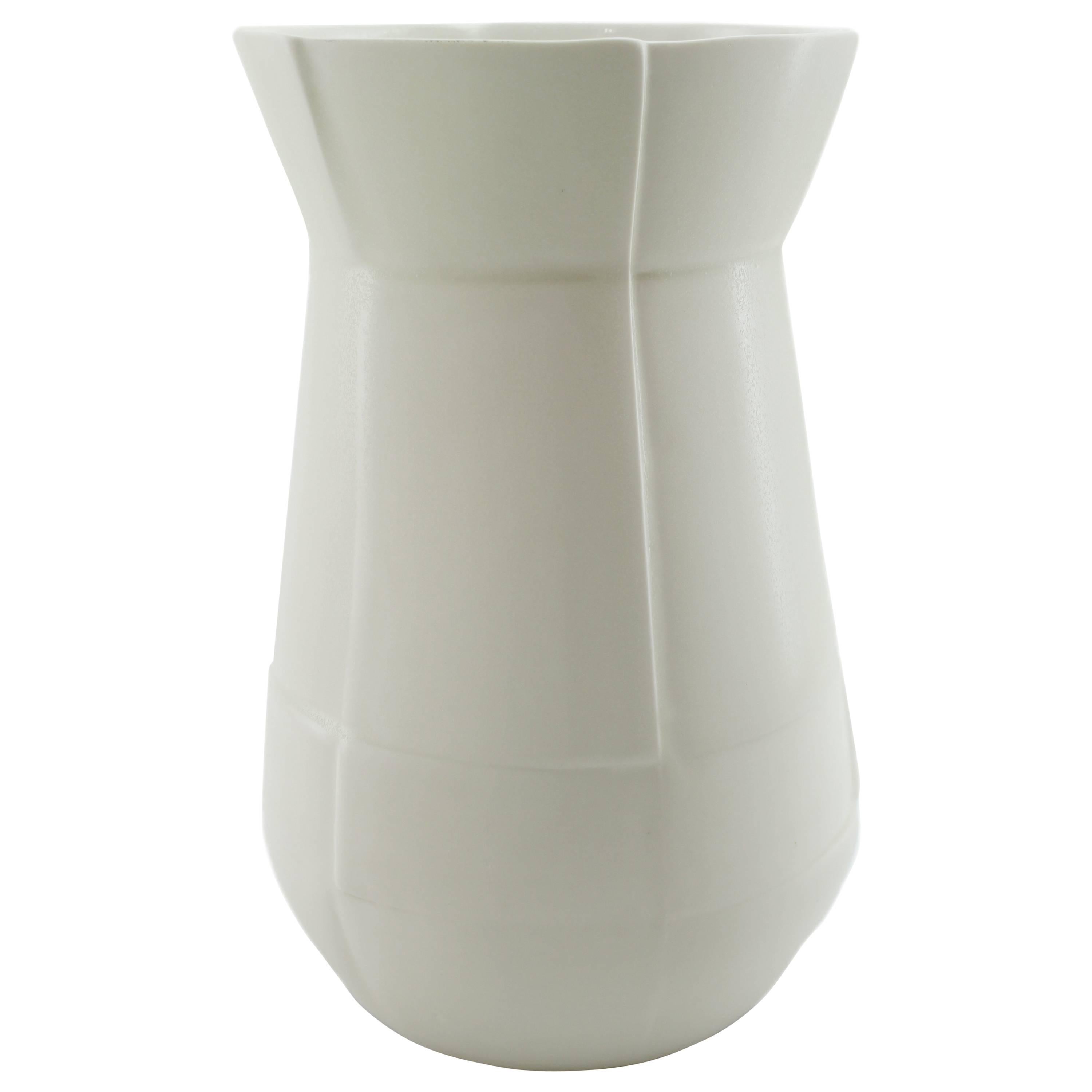 Seam Drop Large Vase White Flower Vase Modern Contemporary Glazed Porcelain For Sale