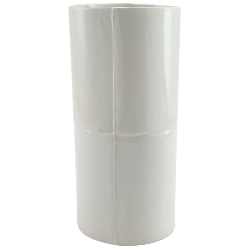 Double Stack Vase Large White Flower Vase Modern Contemporary Glazed Porcelain For Sale