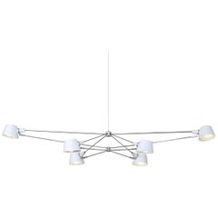 Long Pivot Chandelier White & Stainless by Ravenhill Studio