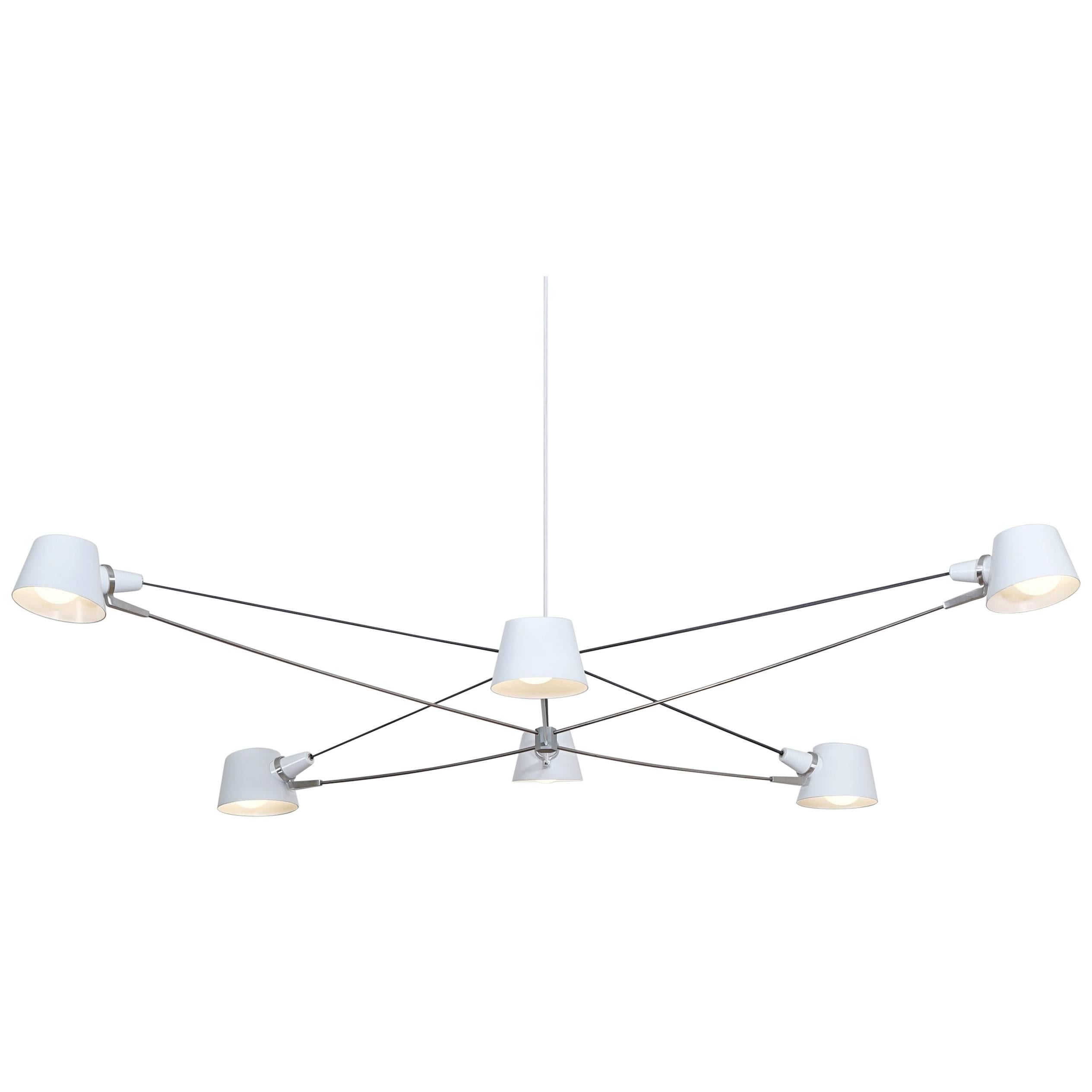 Pivot Chandelier White & Stainless by Ravenhill Studio For Sale