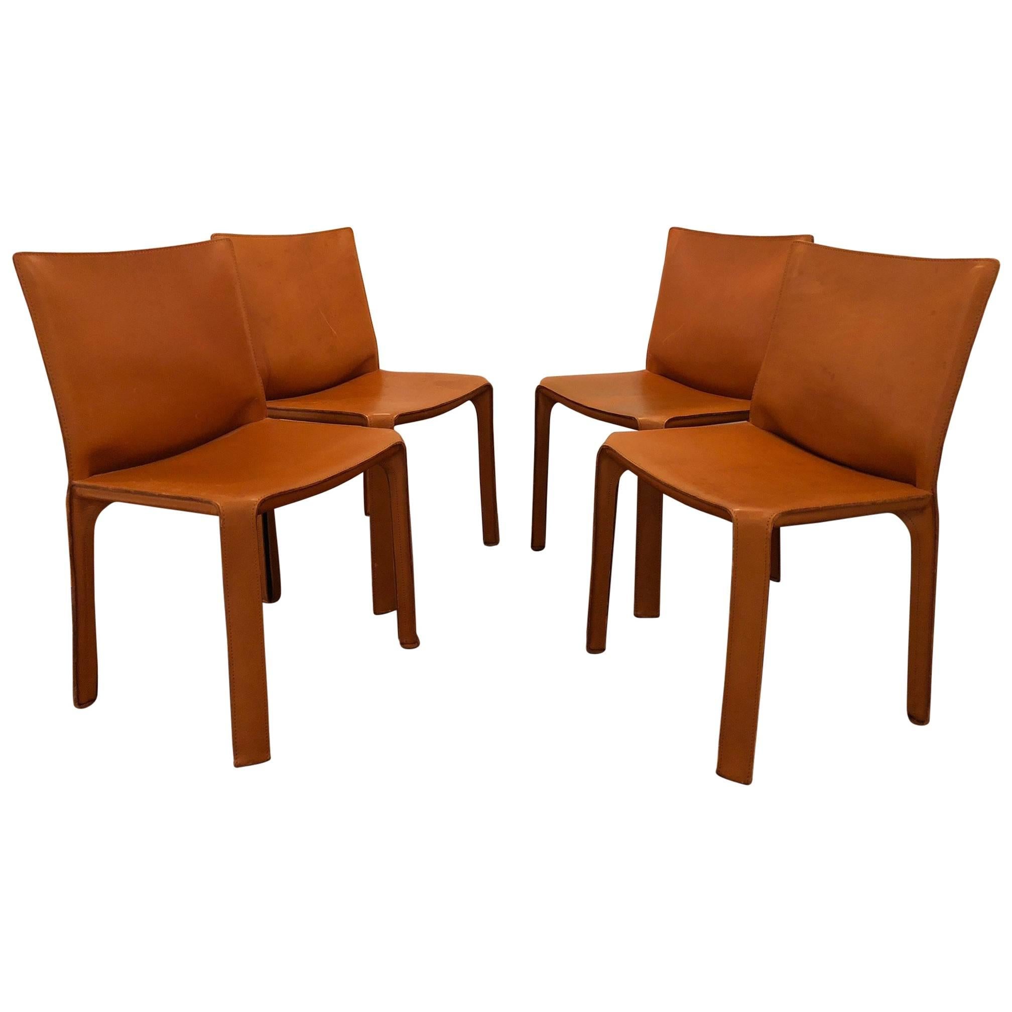 Set of Four Cab 412 Chairs by Cassina