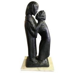 Ernst Barlach Bronze Sculpture "The Reunion" on Marble Base