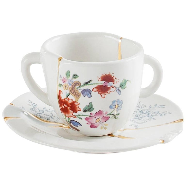 Seletti "Kintsugin-N'1" Coffee Cup with Saucer in Porcelain For Sale at  1stDibs | seletti cup and saucer