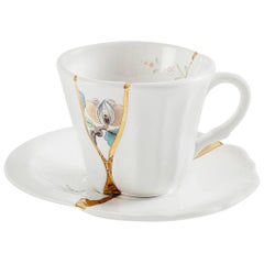 Tasse à café et soucoupe en porcelaine "Kintsugi-N'3" de Seletti