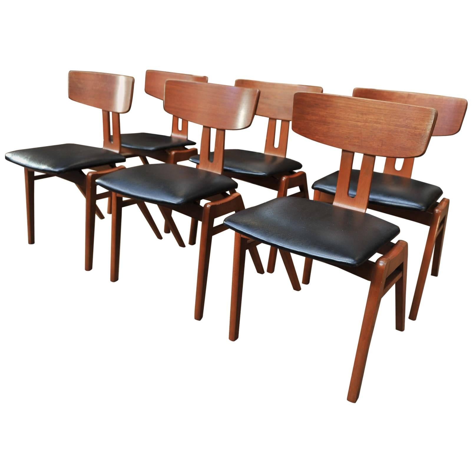 Set of Six Scandinavian Teak Chairs, 1960s