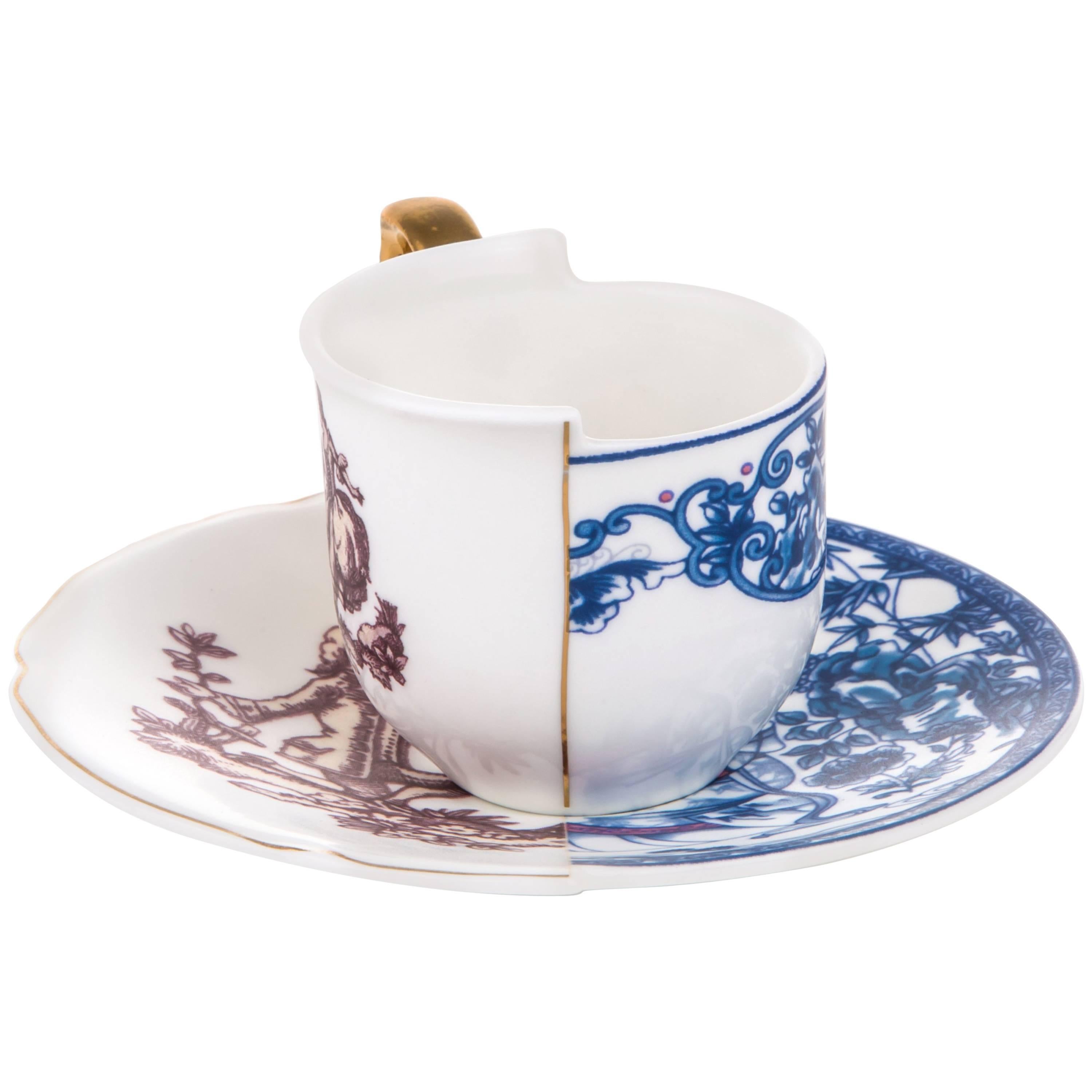 Tasse à café Hybrid-Eufemia avec soucoupe en porcelaine de Seletti
