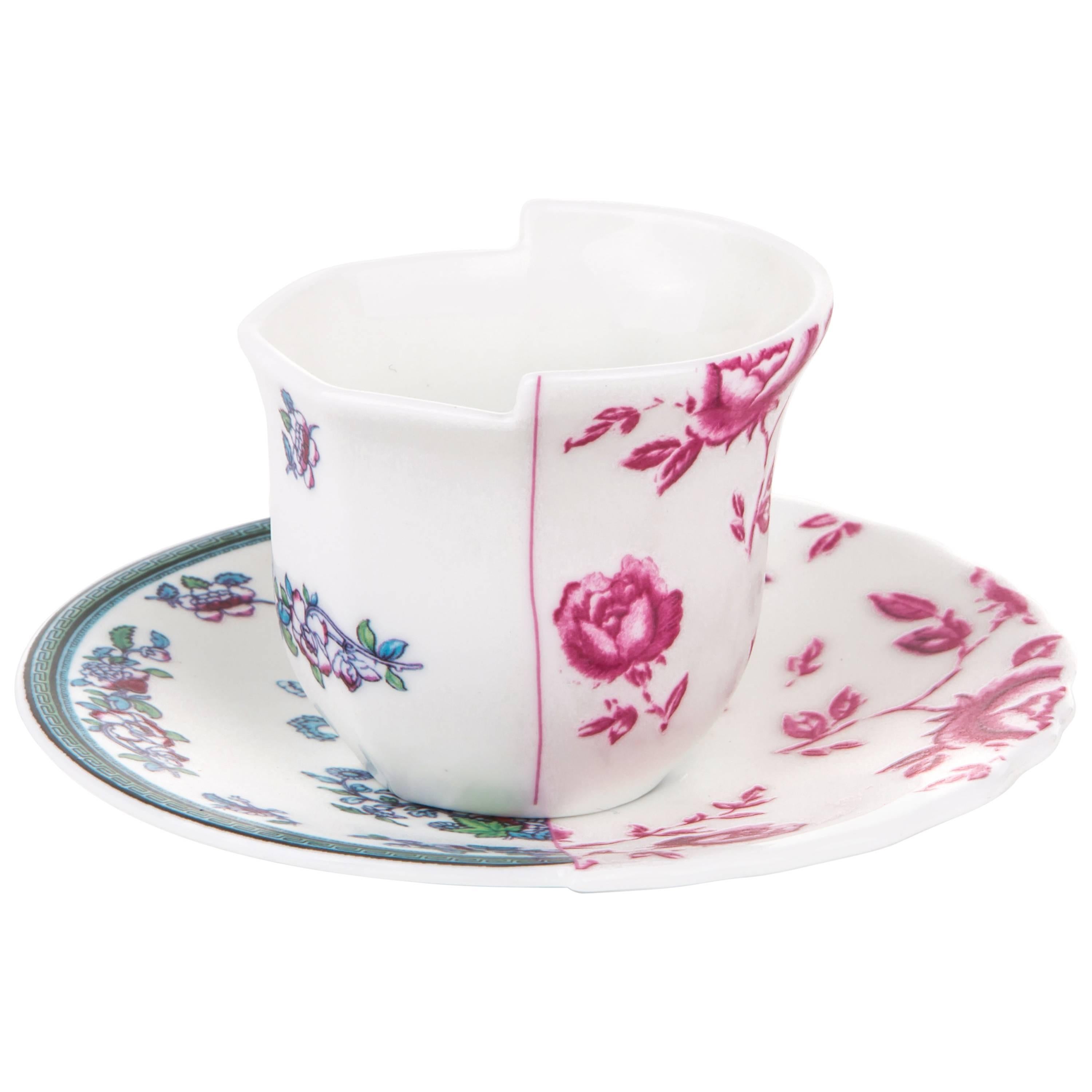 Seletti 'Hybrid-Leonia' Coffee Cup with Saucer in Porcelain