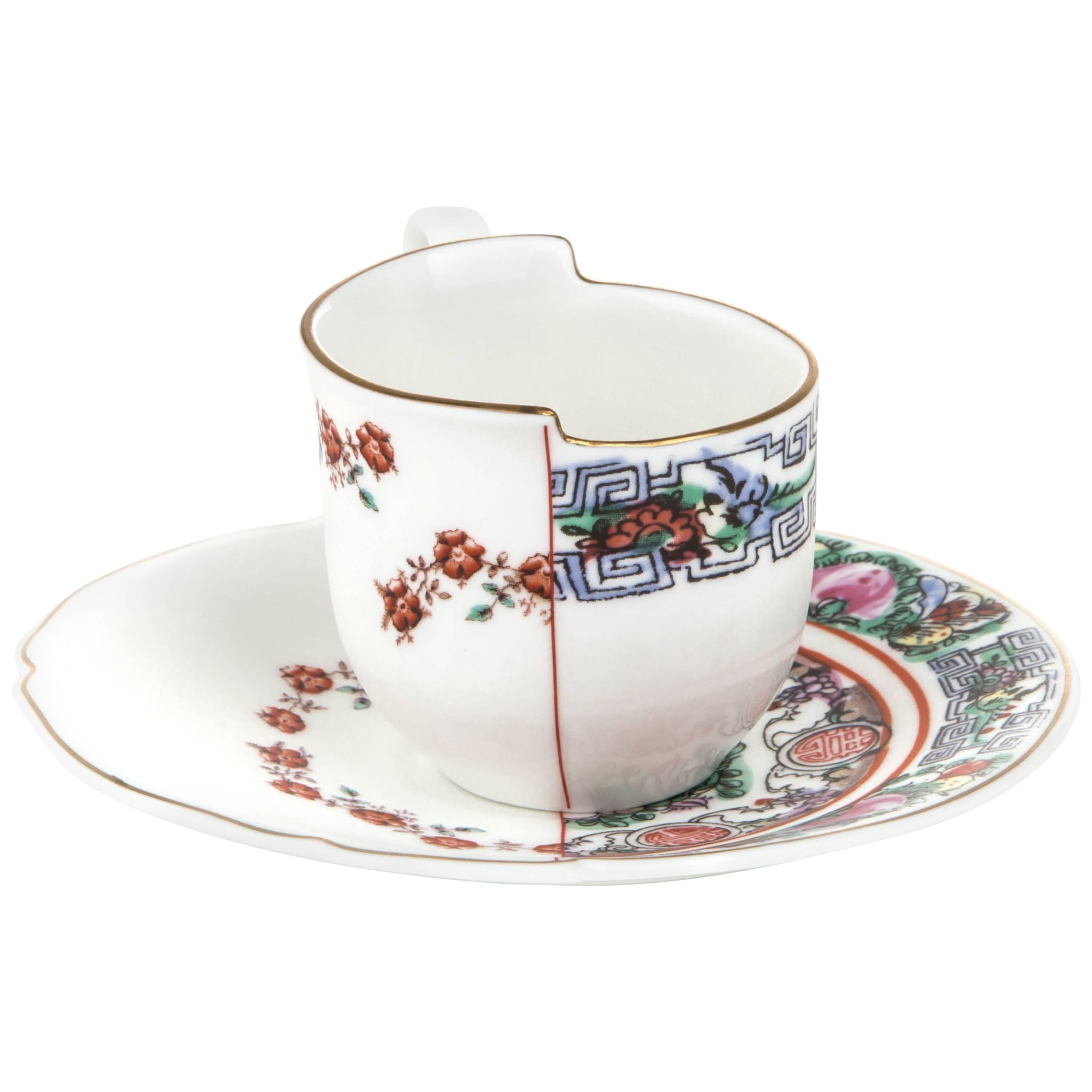 Seletti "Hybrid-Tamara" Coffee Cup with Saucer in Porcelain