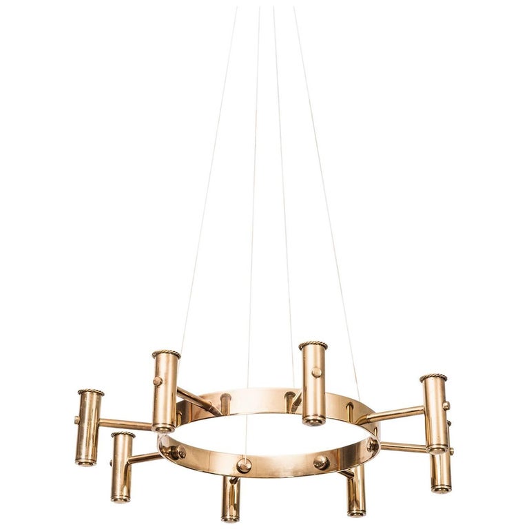 Lustre suédois en laiton de Hans Agne Jakobsson En vente sur