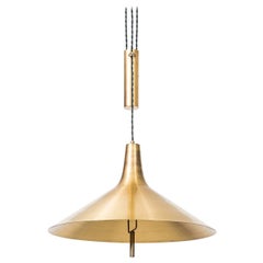 Height Adjustable Ceiling Lamp in Brass Produced in Denmark