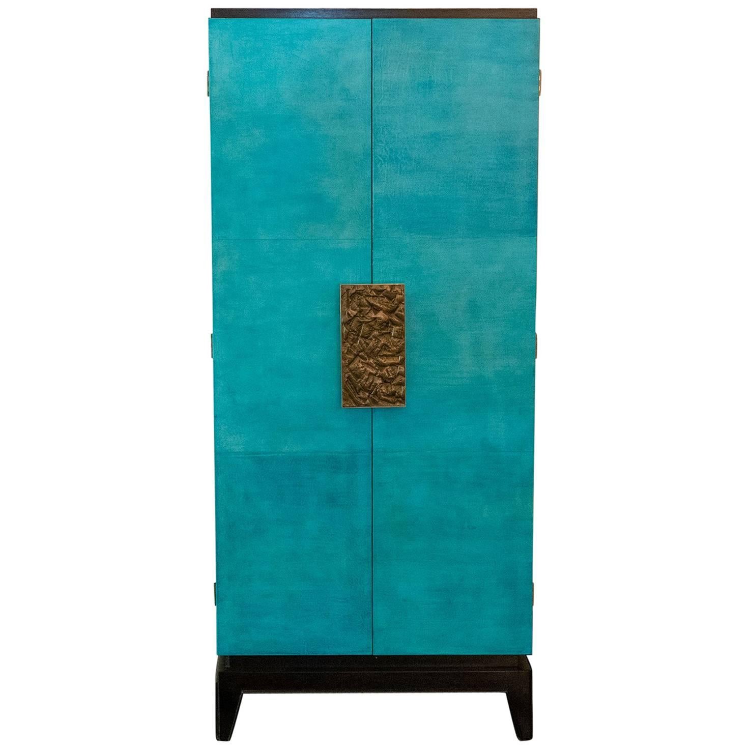 Parchment and Macassar Tall Cabinet, France, 1960s