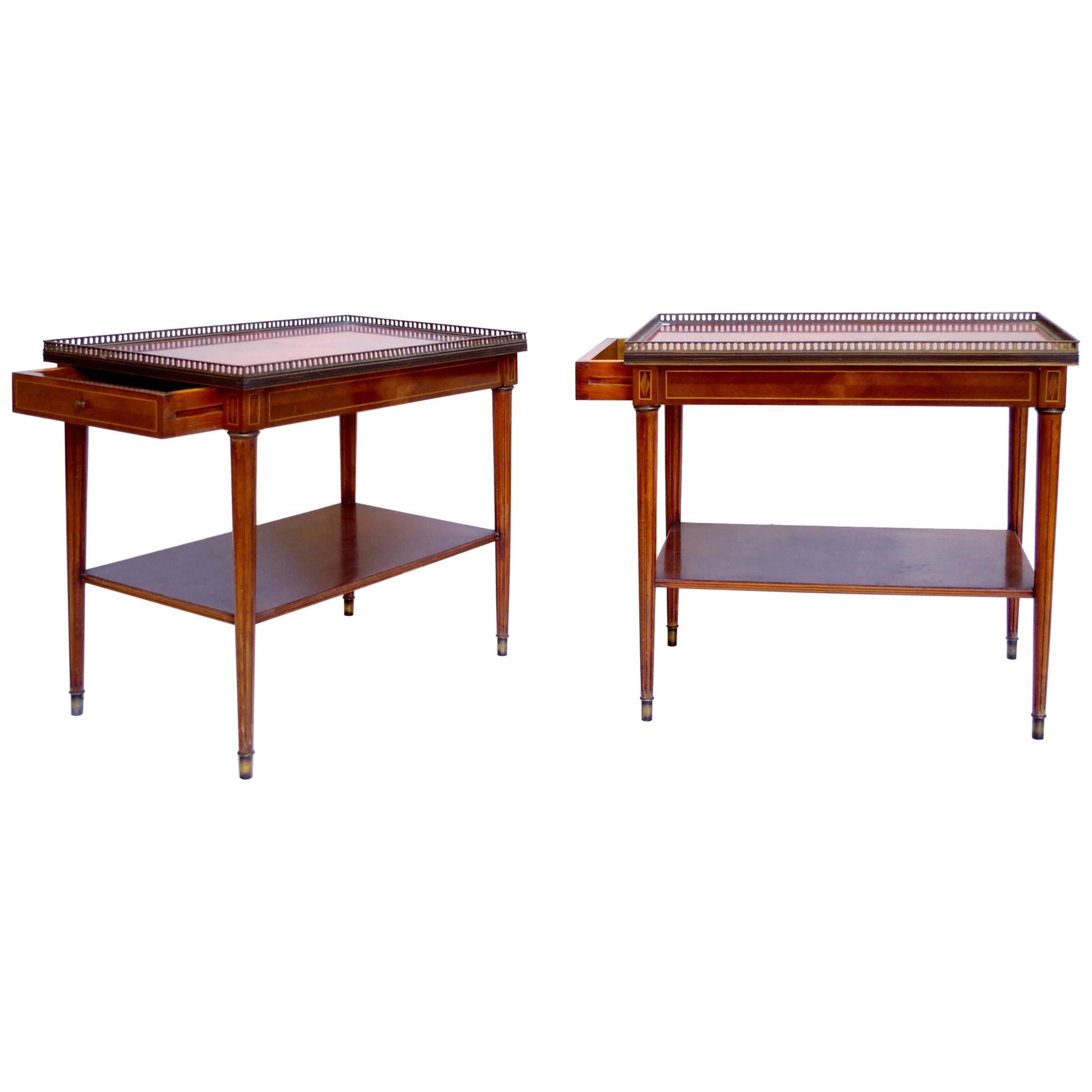 Pair of Louis XVI Style Mahogany Marquetry Salon Tables, circa 1940