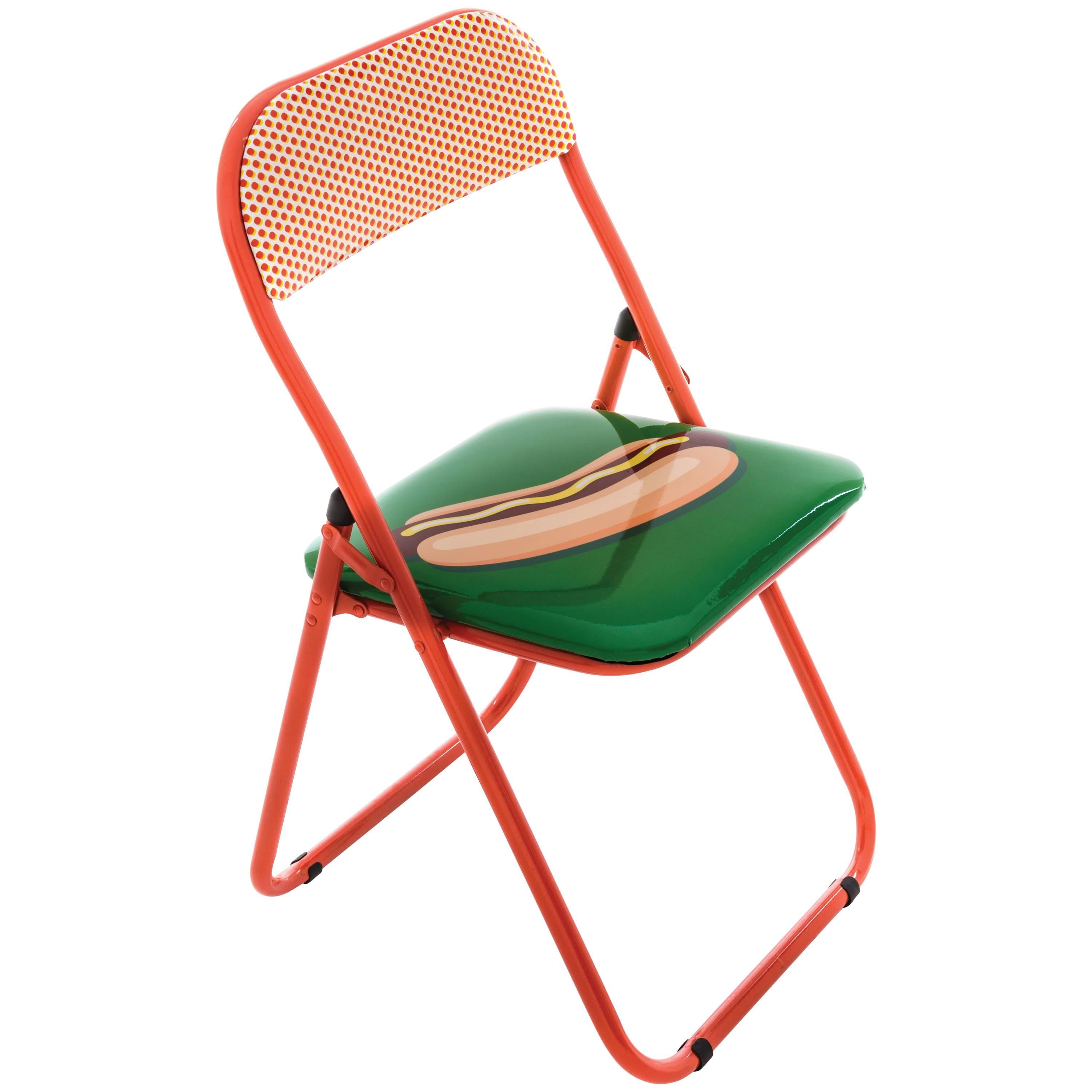Seletti "Studio Job-Blow" Metal Folding Chair, Hotdog