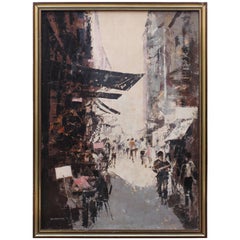 Parisian Street Scene Painting by David Stefan Przepiora Oil on Board