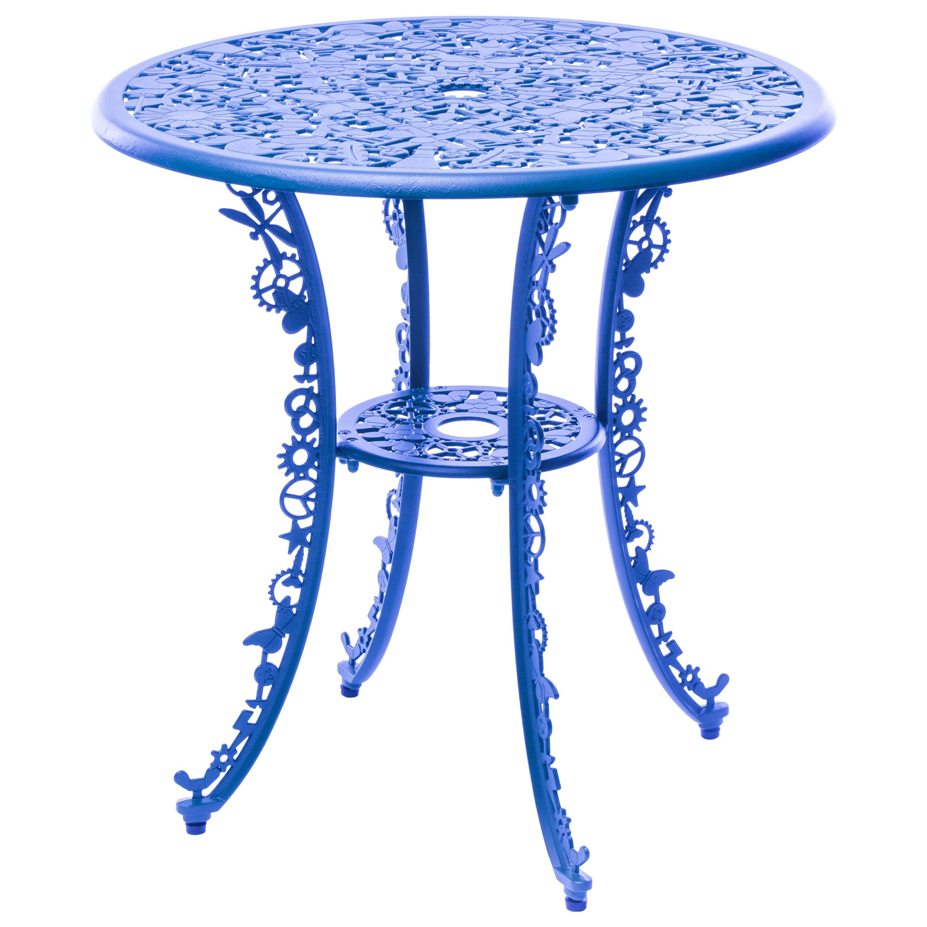 Aluminium-Tisch „Industry Garden Furniture“ aus Aluminium von Seletti, himmelblau im Angebot