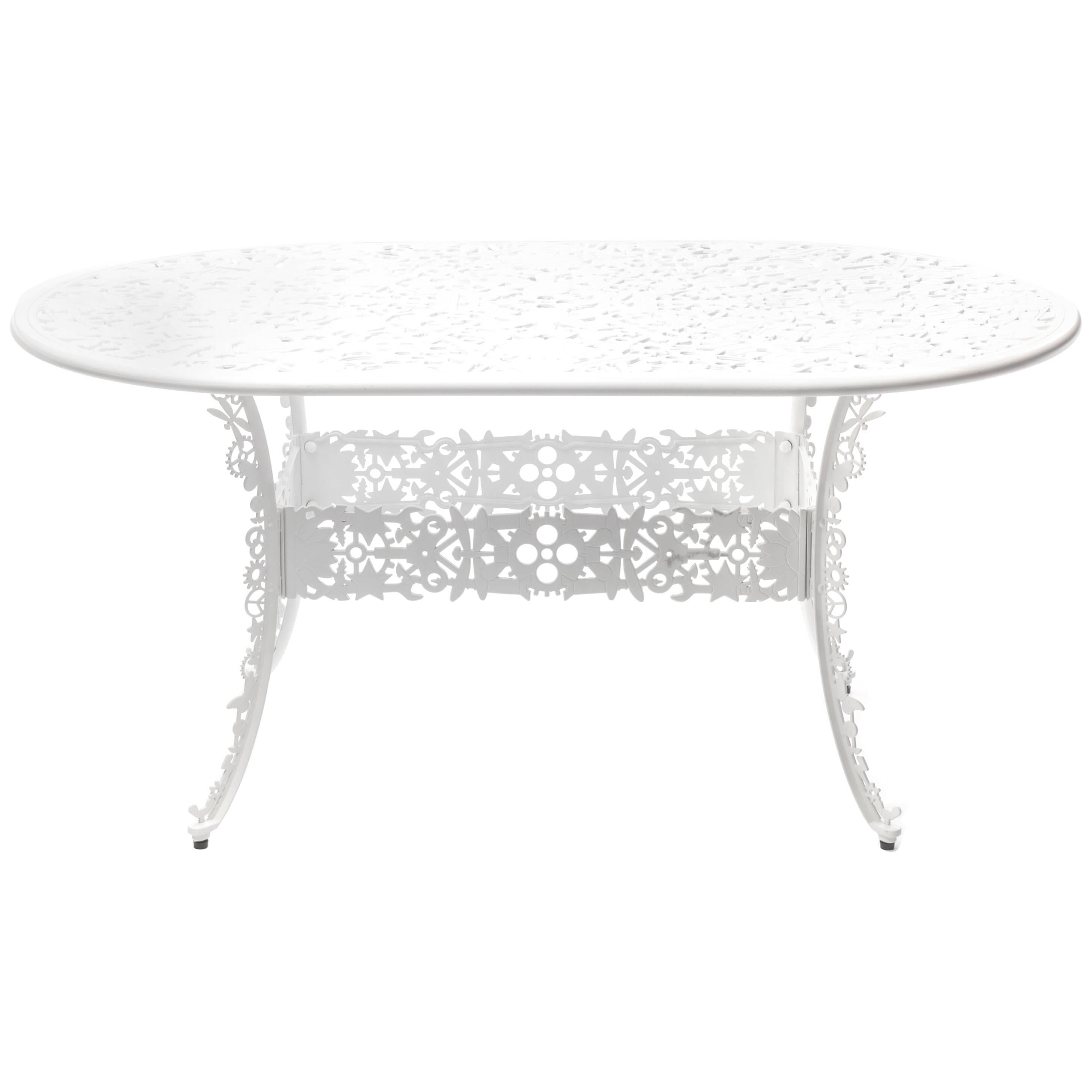 Table ovale en aluminium « Collection d'industrie » de Seletti, blanche en vente