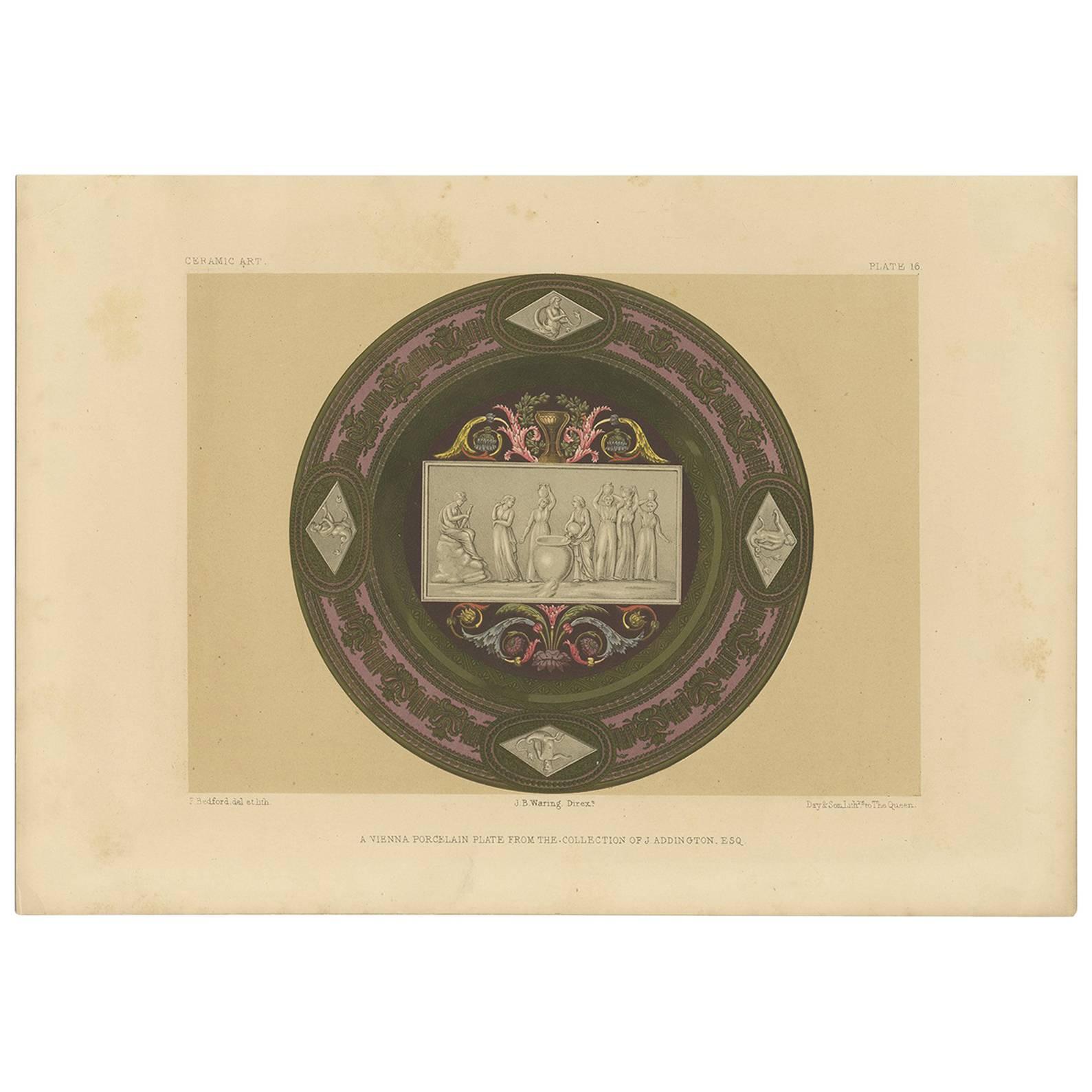 Pl. 16 Antique Print of Vienna Porcelain by Bedford, circa 1857