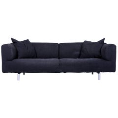 Cassina Met Fabric Modern Black Sofa, Three-Seater Couch