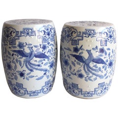 Pair of Chinese Blue and White Garden Stools