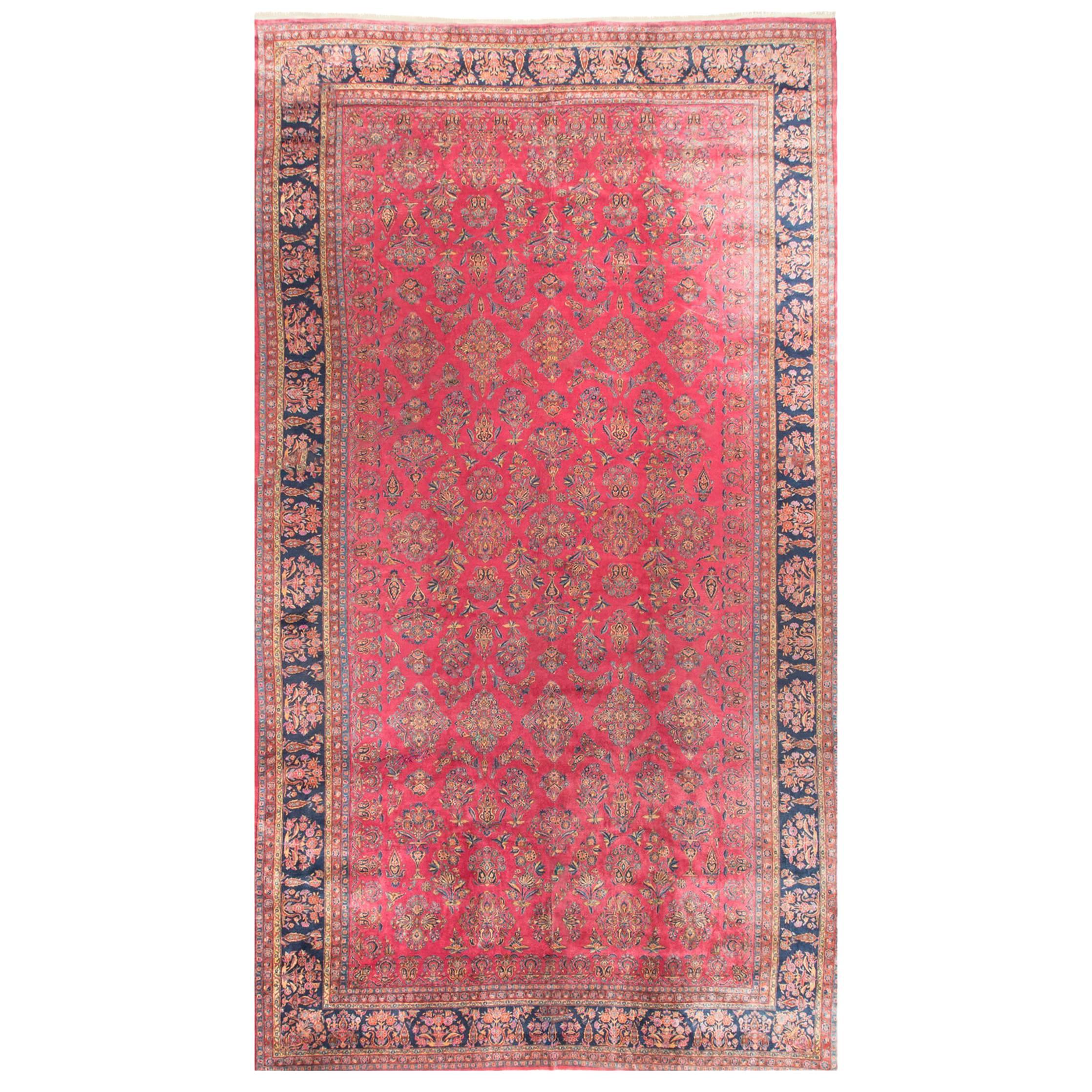 Übergroßer persischer Kashan-Teppich in Übergröße, um 1940 12' x 21'9 im Angebot