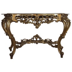 20th Century Italian Baroque Style Carved and Gilded Wood Console Table