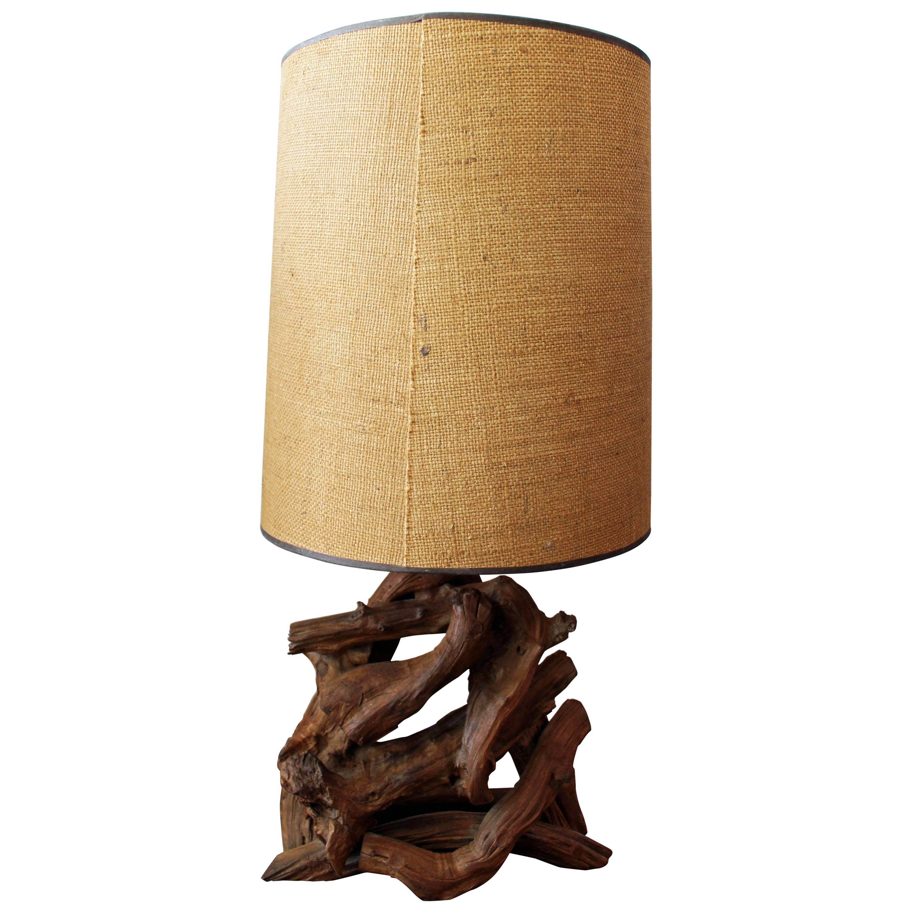 Mid-Century Modern Free-Form Driftwood Table Lamp