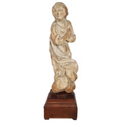 17th Century Carved Wood Madonna Sculpture