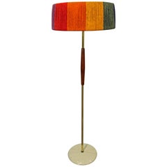 Midcentury Gerald Thurston Lightolier Teak and Brass Floor Lamp