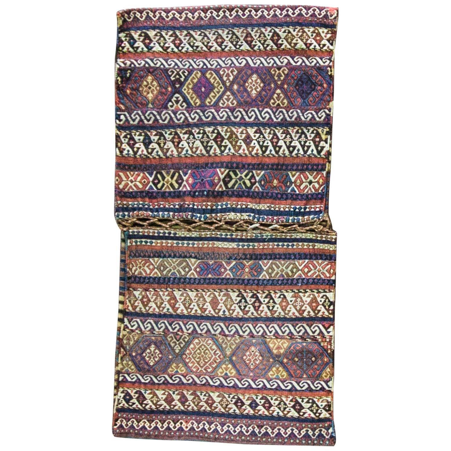 Antique Northwest Persian or Caucasian Shahsavan Saddlebag, 24" x 53" Very Fine For Sale