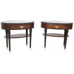 Pair of Wood and Ebonized Wood Nightstands in the Style of Buffa, Italy, 1950s