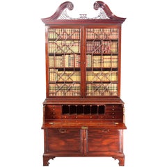 Chippendale Period Mahogany Secretaire Bookcase