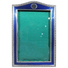 English Art Deco Sterling Silver and Enamel Picture Frame