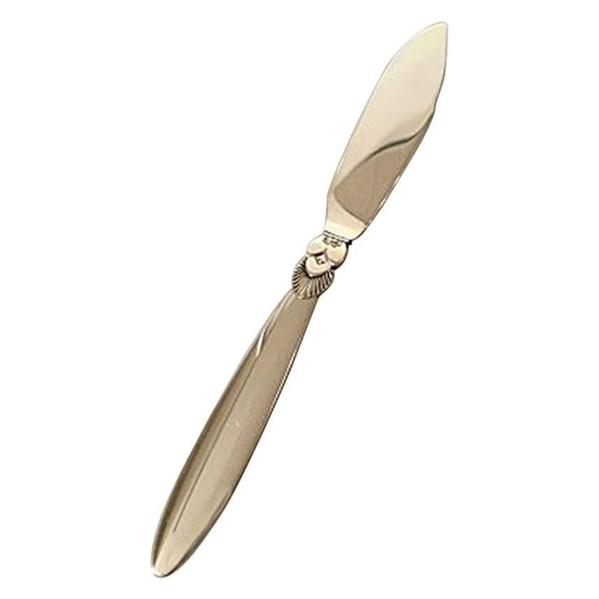 Georg Jensen Cactus Sterling Silver Fish Knife #062 For Sale