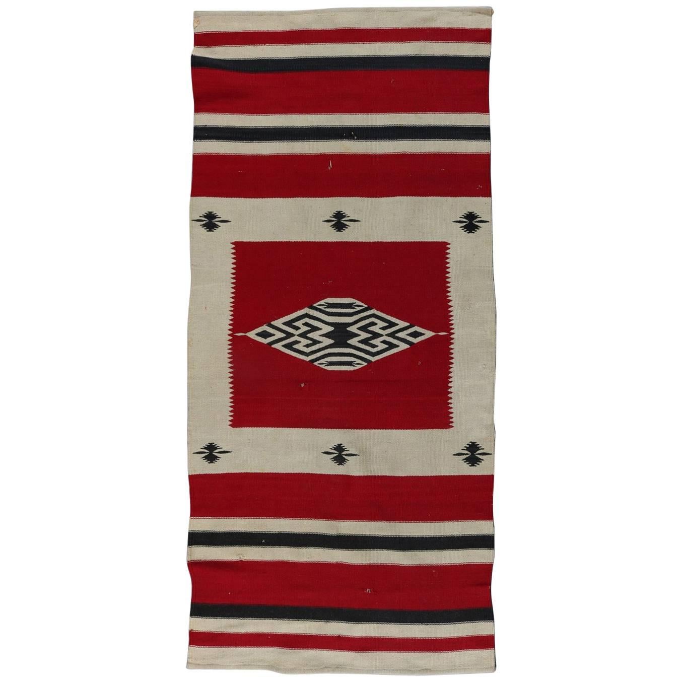 Antique Southwestern American Indian Serape Style Navajo Mat, circa 1920