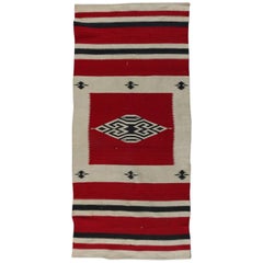 Antique Southwestern American Indian Serape Style Navajo Mat, circa 1920