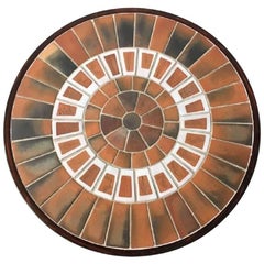 Roger Capron - Round Ceramic end Table from the Herbier's Series on Wood Legs