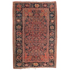 Antique Hand-Knotted Persian Ferahan Sarouk Floral Oriental Rug, circa 1910