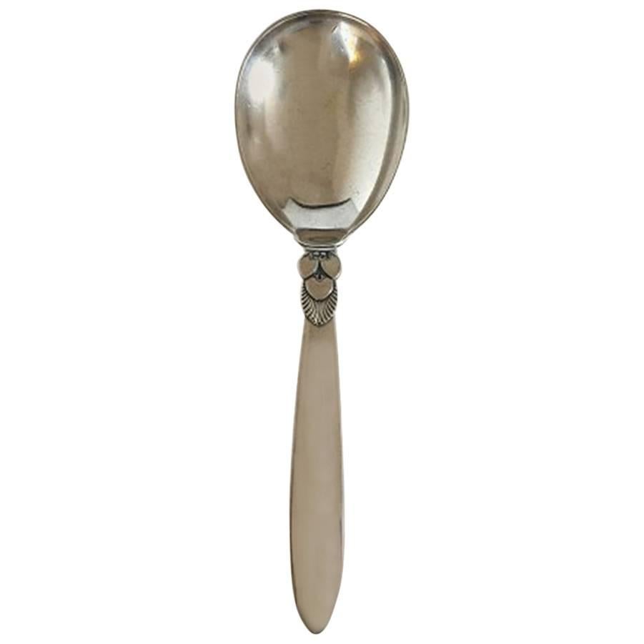 Georg Jensen Cactus Sterling Silver Serving Spoon, Small #115 For Sale