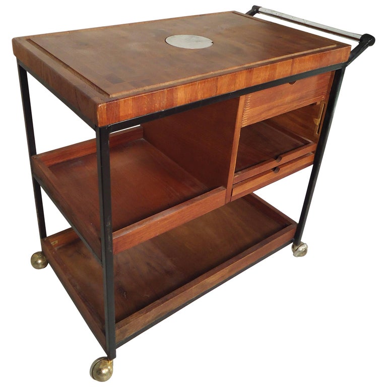 Vintage Modern Teak Serving Cart at 1stDibs