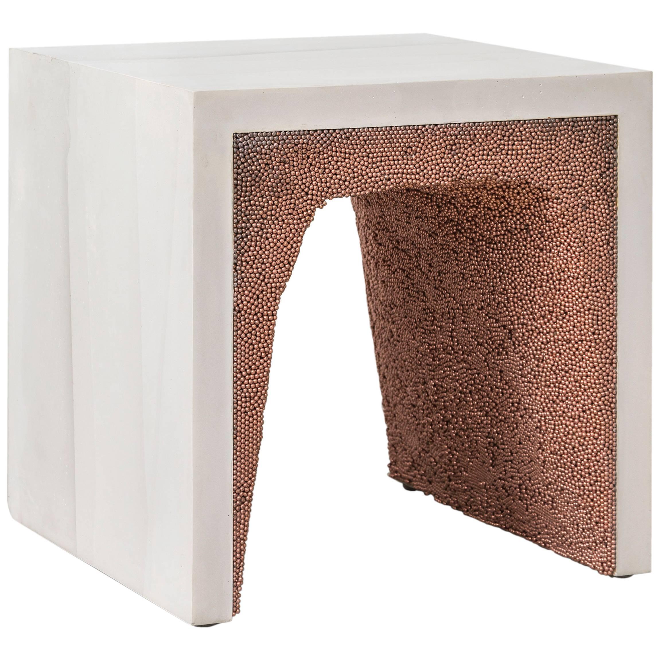 Strata 3 Side Table, White Cement and Copper BBS by Fernando Mastrangelo