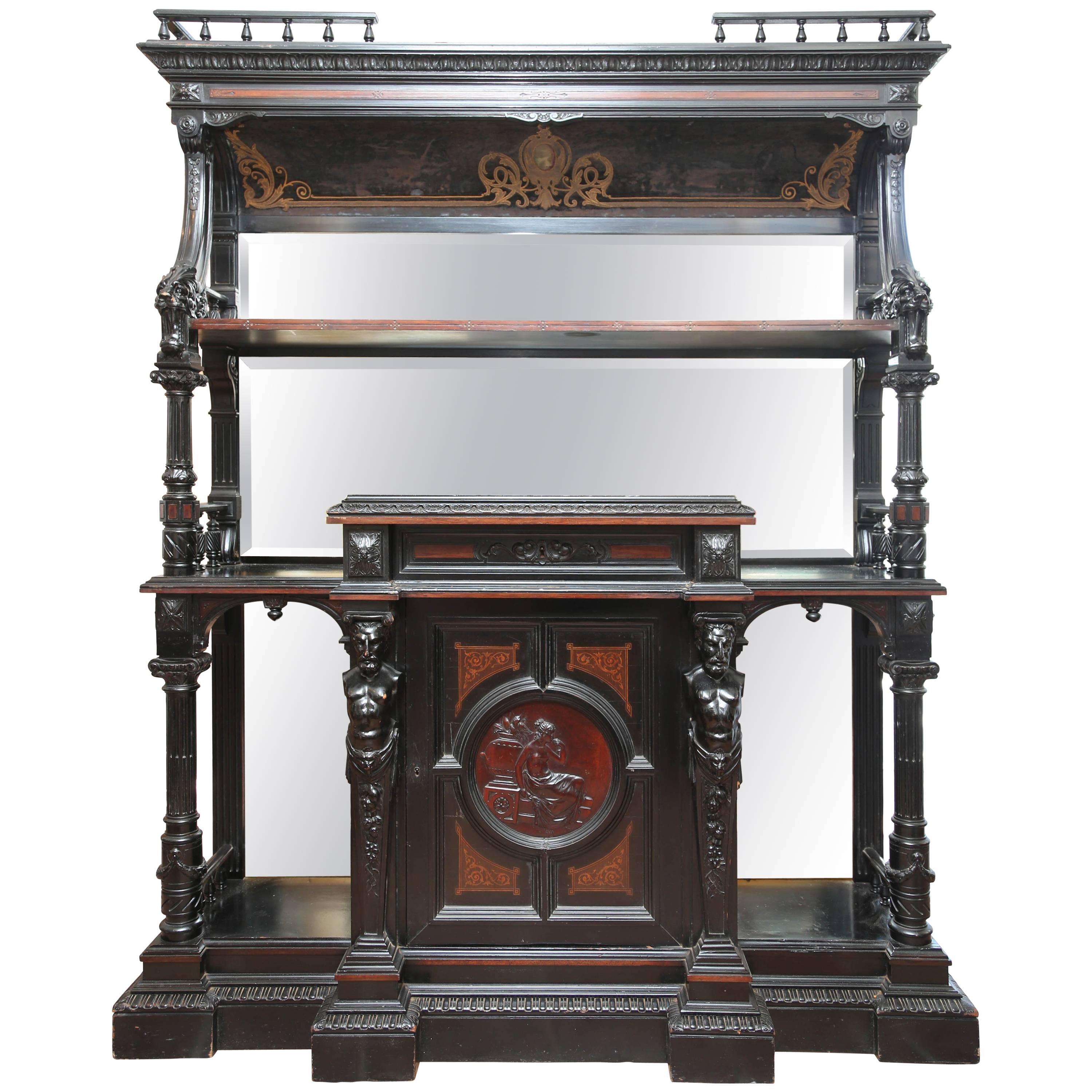 Superb 19th Century Black Ebony Cabinet, Hall Cupboard