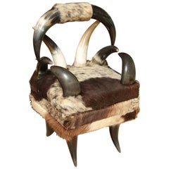 Superb Vintage Horn and Cow Hide Box in the Form of a Chair
