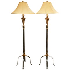 Superb Pair of Vintage Maitland-Smith Iron Floor Lamps