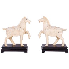 Pair of Chinese Carved Bone Horses