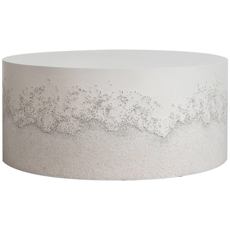 Drum Coffee Table White Cement And Crystal Quartz By Fernando Drum Coffee Table White Cement And Crystal Quartz By Fernando Mastrangelo For