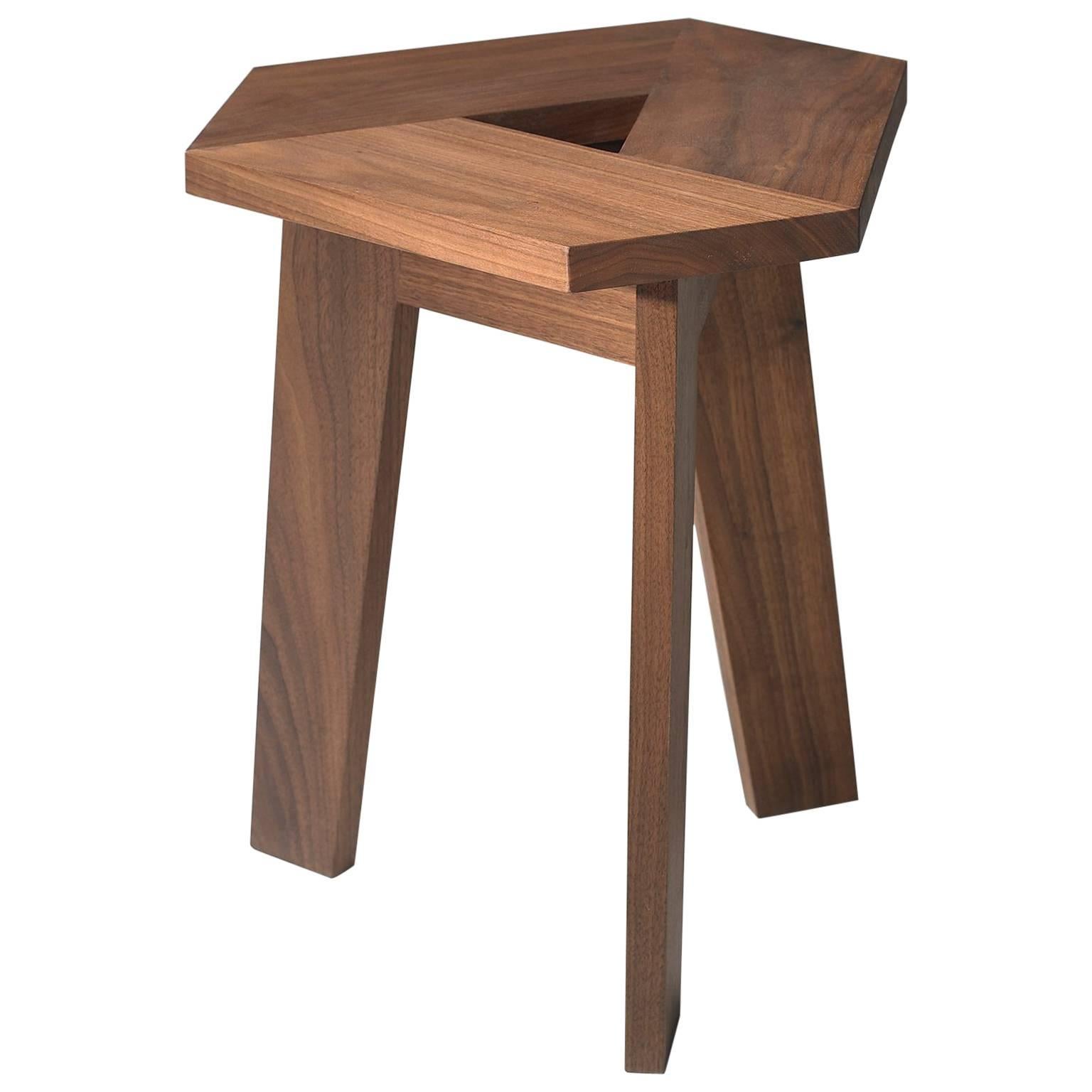 100xbtr Contemporary Tri Stool or Side Table in Walnut For Sale