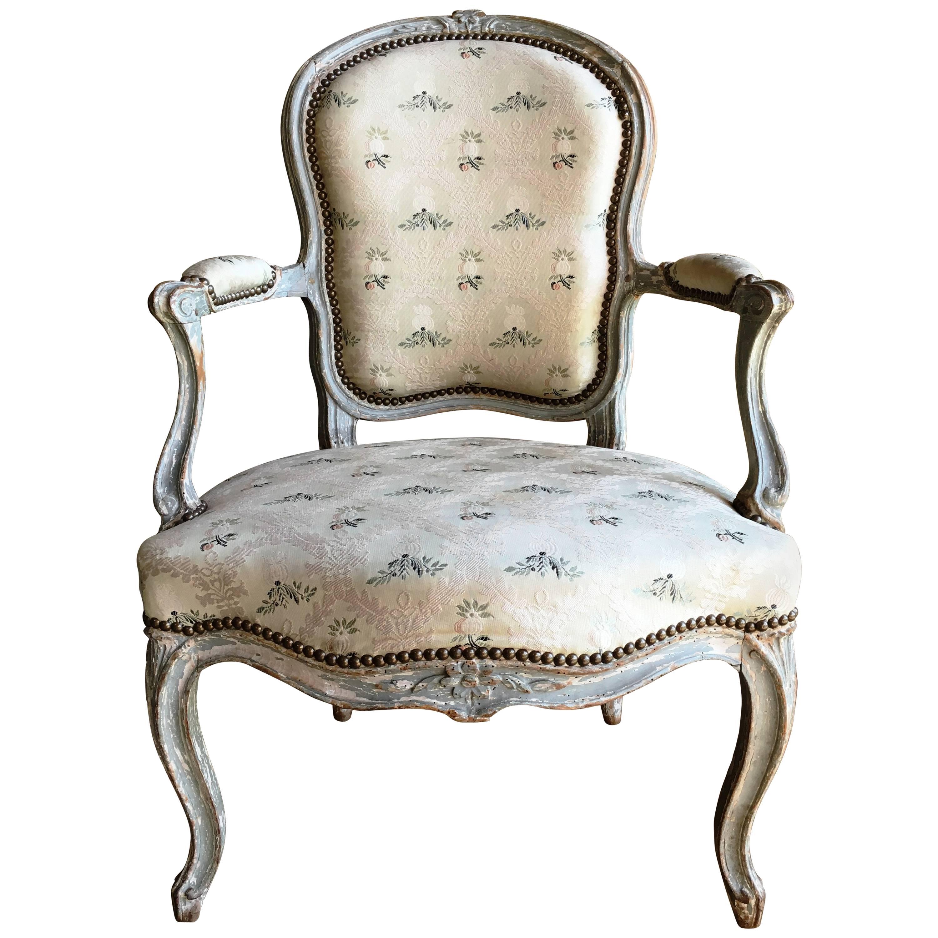 Louis XV Fauteuil Cabriolet, Signed "Nadal L'Aine", circa 1760