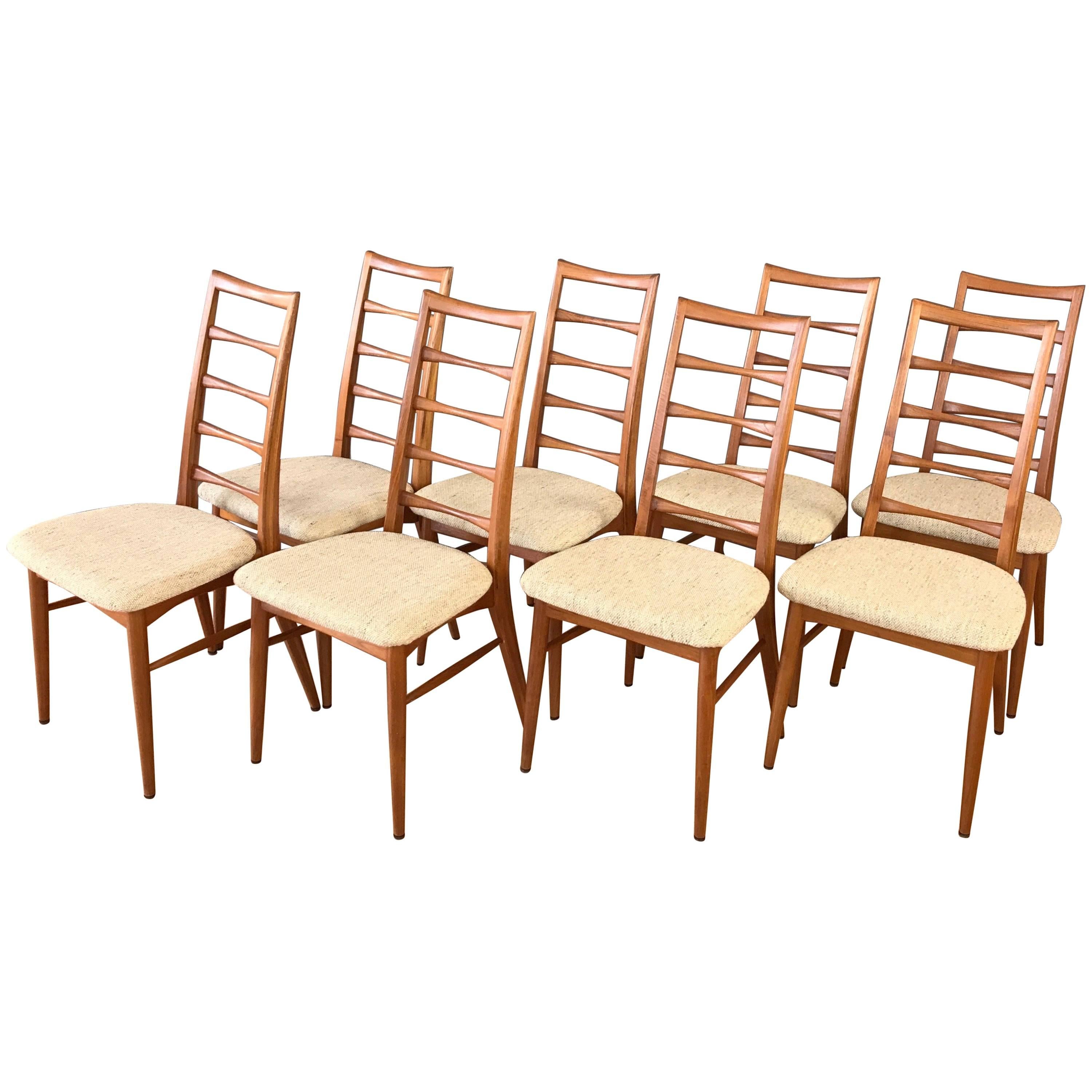 Set of Eight Niels Kofoed for Koefoeds Hornslet “Lis” Teak Dining Chairs